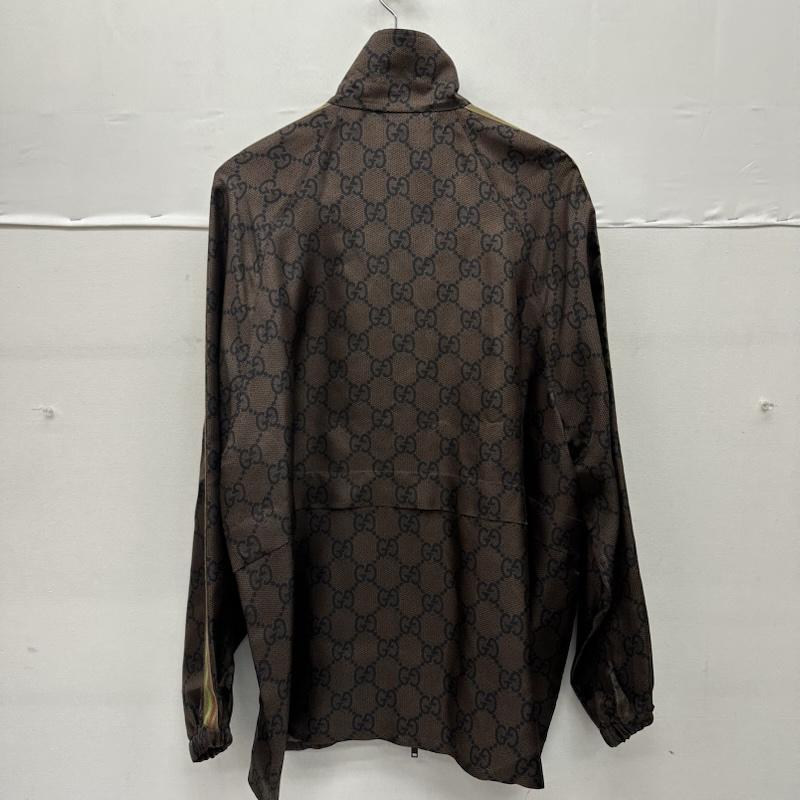 グッチ GUCCI ジャケット、上着 ジャンパー、ブルゾン GGスプリーム ロゴ シルク 100％ ジップアップ ジャケット 625007 XJCL5 S 茶 / ブラウン / brown メンズ USED 古着 中古 50150455