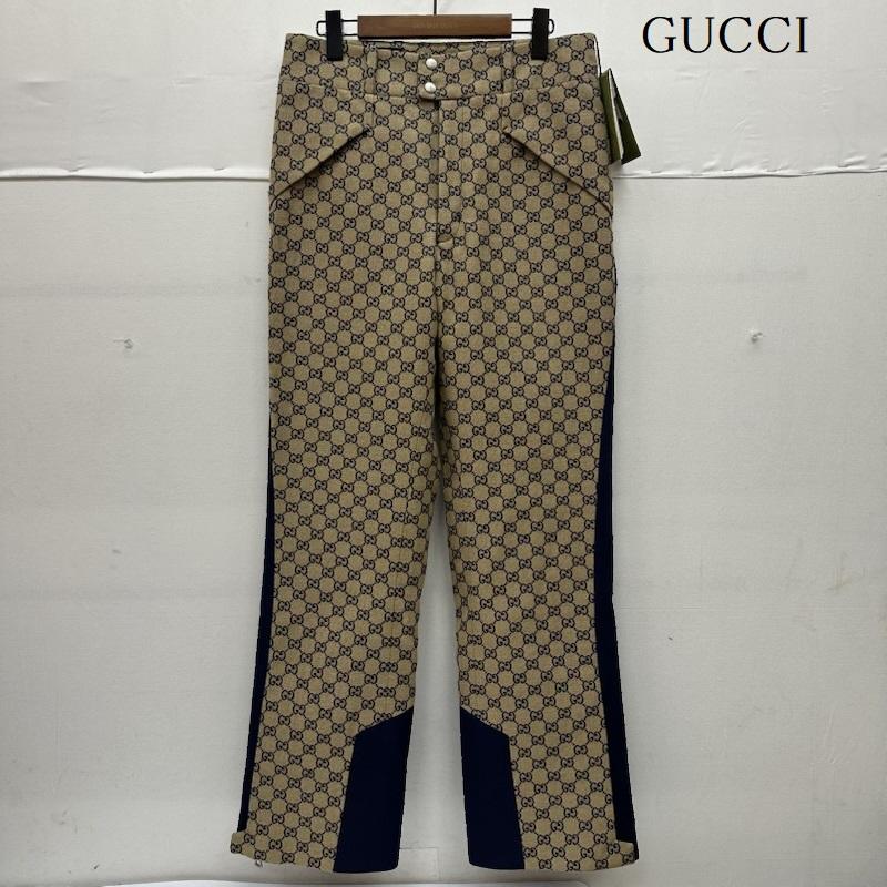 グッチ GUCCI パンツ ワークパンツ、ペインターパンツ 中綿入り GG キャンバス パンツ 721764 ZAKYZ 46 ベージュ / ベージュ / beige X 紺 / ネイビー / navy メンズ USED 古着 中古 50150456