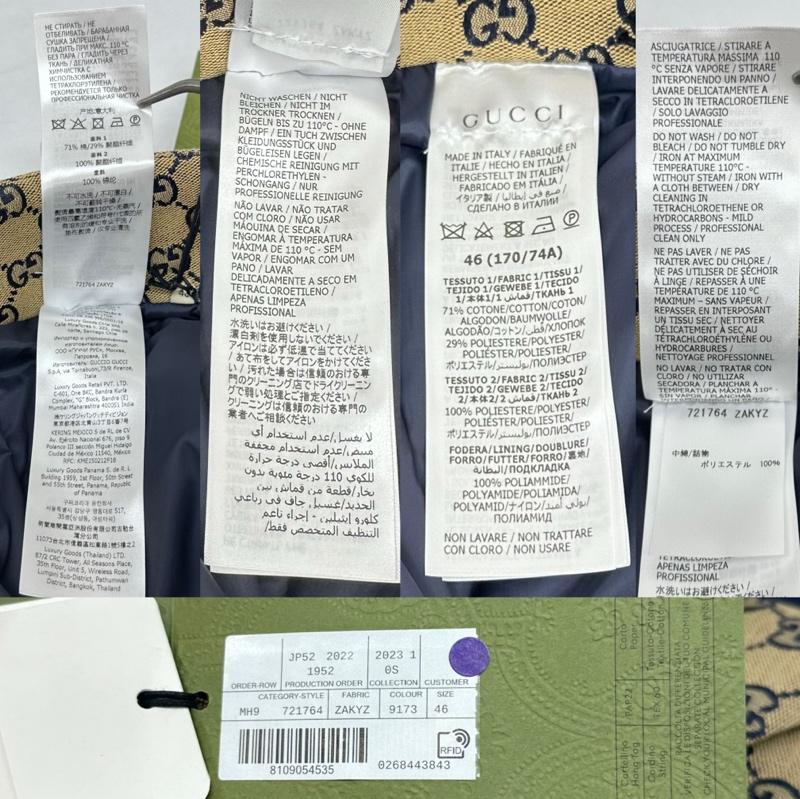 グッチ GUCCI パンツ ワークパンツ、ペインターパンツ 中綿入り GG キャンバス パンツ 721764 ZAKYZ 46 ベージュ / ベージュ / beige X 紺 / ネイビー / navy メンズ USED 古着 中古 50150456