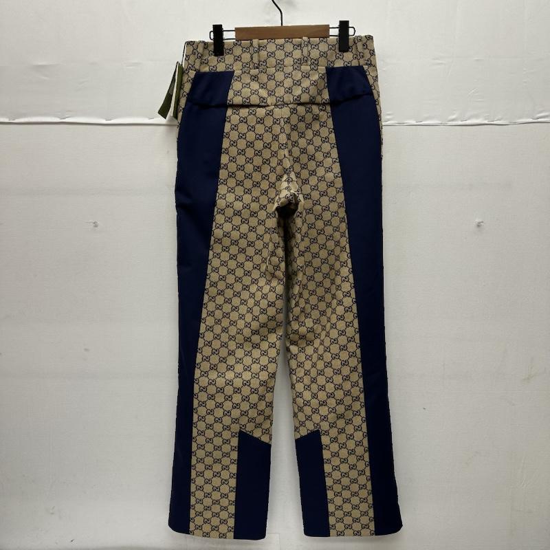 グッチ GUCCI パンツ ワークパンツ、ペインターパンツ 中綿入り GG キャンバス パンツ 721764 ZAKYZ 46 ベージュ / ベージュ / beige X 紺 / ネイビー / navy メンズ USED 古着 中古 50150456