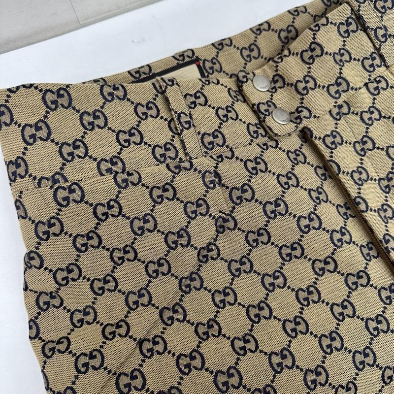 グッチ GUCCI パンツ ワークパンツ、ペインターパンツ 中綿入り GG キャンバス パンツ 721764 ZAKYZ 46 ベージュ / ベージュ / beige X 紺 / ネイビー / navy メンズ USED 古着 中古 50150456