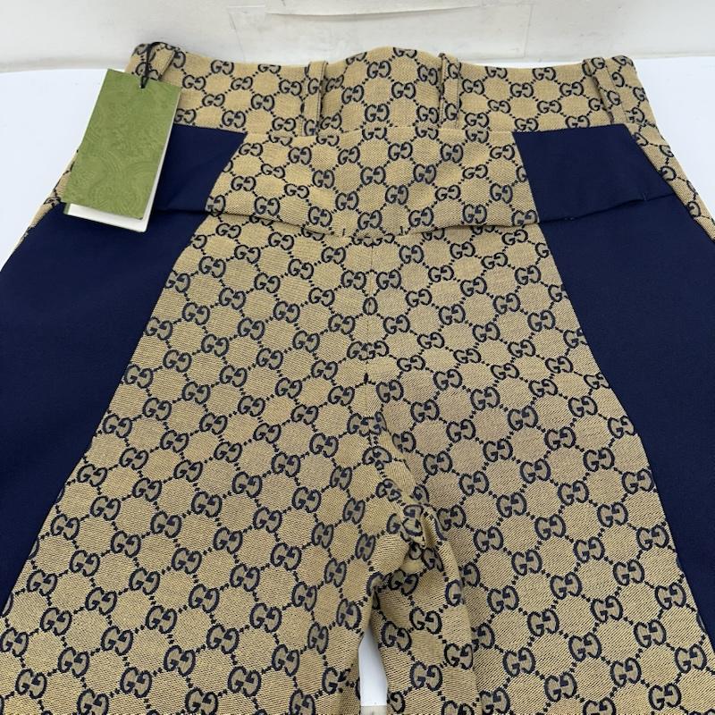 グッチ GUCCI パンツ ワークパンツ、ペインターパンツ 中綿入り GG キャンバス パンツ 721764 ZAKYZ 46 ベージュ / ベージュ / beige X 紺 / ネイビー / navy メンズ USED 古着 中古 50150456