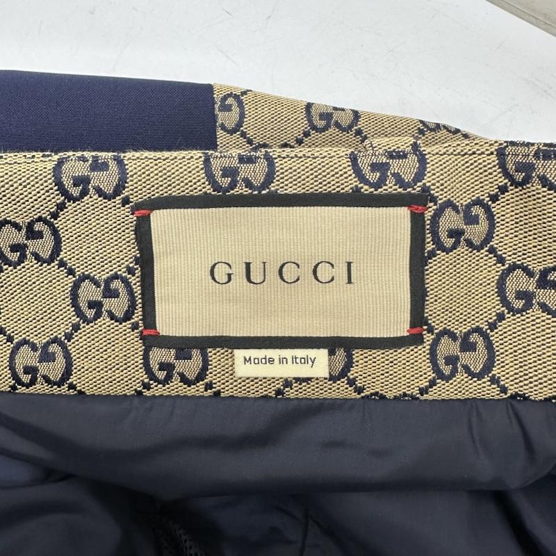 グッチ GUCCI パンツ ワークパンツ、ペインターパンツ 中綿入り GG キャンバス パンツ 721764 ZAKYZ 46 ベージュ / ベージュ / beige X 紺 / ネイビー / navy メンズ USED 古着 中古 50150456