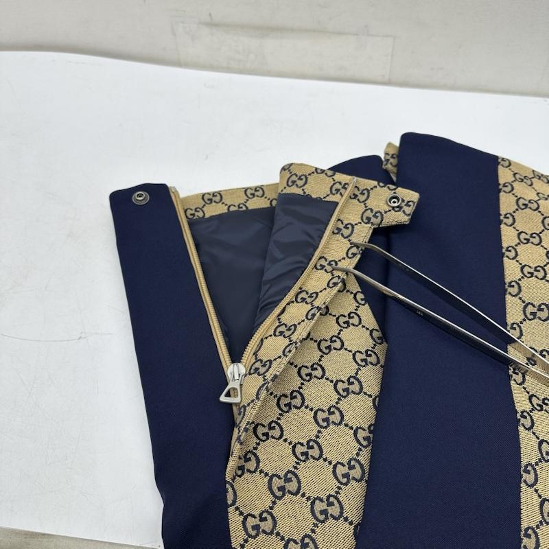 グッチ GUCCI パンツ ワークパンツ、ペインターパンツ 中綿入り GG キャンバス パンツ 721764 ZAKYZ 46 ベージュ / ベージュ / beige X 紺 / ネイビー / navy メンズ USED 古着 中古 50150456