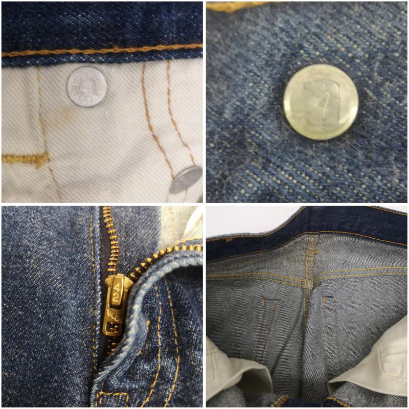 リーバイス Levi s パンツ デニム、ジーンズ 60s 502-0117 ボタン裏 4 シングルステッチ ビッグ E 不均等V 紙パッチ デニムパンツ 28インチ インディゴ / インディゴ / Indigo メンズ USED 古着 中古 50150513