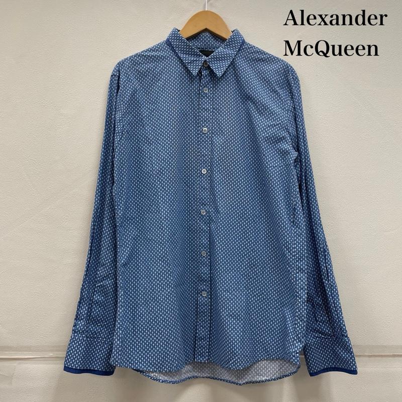 アレキサンダーマックイーン ALEXANDERMCQUEEN シャツ、ブラウス 長袖 ドクロ スカル プリント 長袖 ドレスシャツ コットン 総柄 50 プリント X 総柄 青 / ブルー / blue X 白 / ホワイト / white メンズ USED 古着 中古 50150552