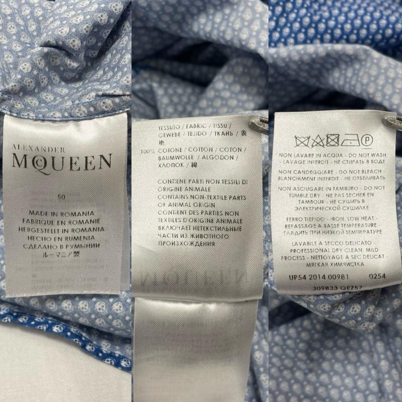 アレキサンダーマックイーン ALEXANDERMCQUEEN シャツ、ブラウス 長袖 ドクロ スカル プリント 長袖 ドレスシャツ コットン 総柄 50 プリント X 総柄 青 / ブルー / blue X 白 / ホワイト / white メンズ USED 古着 中古 50150552