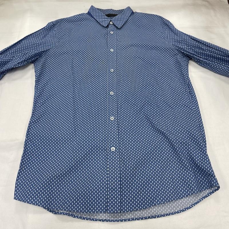 アレキサンダーマックイーン ALEXANDERMCQUEEN シャツ、ブラウス 長袖 ドクロ スカル プリント 長袖 ドレスシャツ コットン 総柄 50 プリント X 総柄 青 / ブルー / blue X 白 / ホワイト / white メンズ USED 古着 中古 50150552