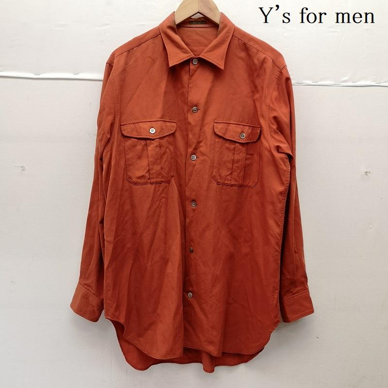 ワイズフォーメン Y s for men シャツ、ブラウス 長袖 ウール ナイロン 長袖 シャツ - 橙 / オレンジ / orange X 赤 / レッド / red メンズ USED 古着 中古 50150561