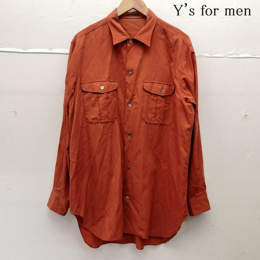 ワイズフォーメン Y s for men シャツ、ブラウス 長袖 ウール ナイロン 長袖 シャツ - 橙 / オレンジ / orange X 赤 / レッド / red メンズ USED 古着 中古 50150561