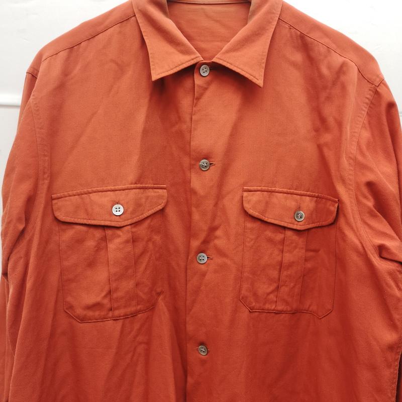 ワイズフォーメン Y s for men シャツ、ブラウス 長袖 ウール ナイロン 長袖 シャツ - 橙 / オレンジ / orange X 赤 / レッド / red メンズ USED 古着 中古 50150561