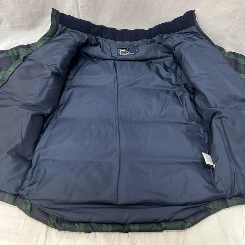 ポロラルフローレン POLO RALPH LAUREN ジャケット、上着 ダウンジャケット ブラックウォッチ タータンチェック フード付き ロゴ刺繍 グリーン 140cm 140cm チェック 黒 / ブラック / black X 緑 / グリーン / green ボーイズ USED 古着 中古 50150574