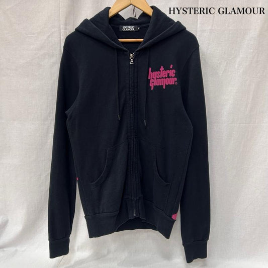 ヒステリックグラマー HYSTERIC GLAMOUR パーカー 長袖 ジップパーカー ヒスガール バックプリント ブラック Sサイズ 0214CF07 S プリント 黒 / ブラック / black レディース USED 古着 中古 50150579