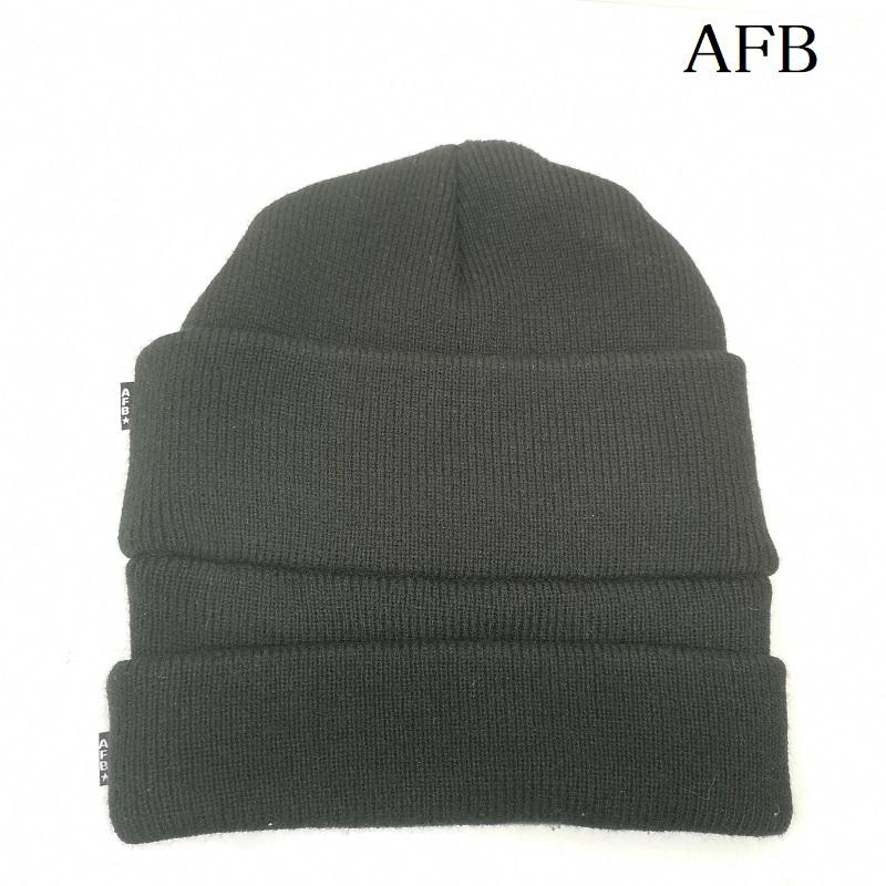 古着 USED 帽子 ニット帽 AFB ダブル レイヤー ビーニー ニット帽 - 黒 / ブラック / black メンズ USED 古着 中古 50150581