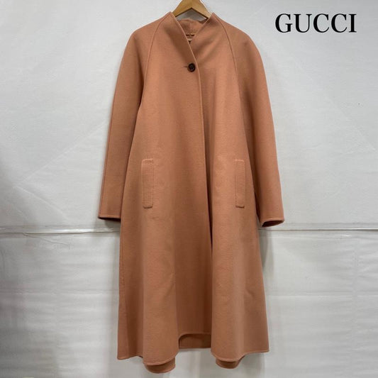 グッチ GUCCI コート コート一般 ウール カシミヤ ロング コート Aライン イタリア製 40 無地 桃 / ピンク / pink レディース USED 古着 中古 50150599