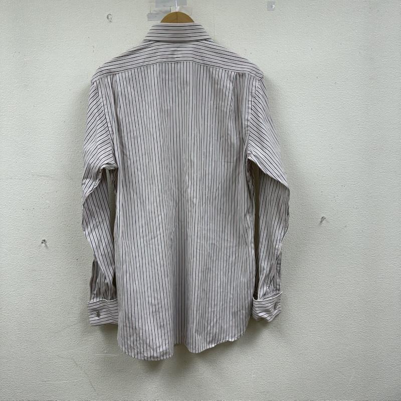 ポロバイラルフローレン Polo by RALPH LAUREN シャツ、ブラウス 長袖 90s REGENT CLASSIC FIT ストライプ ワイドカラー 裾 ポニー ロゴ シャツ 34 白 / ホワイト / white X 桃 / ピンク / pink メンズ USED 古着 中古 50150618
