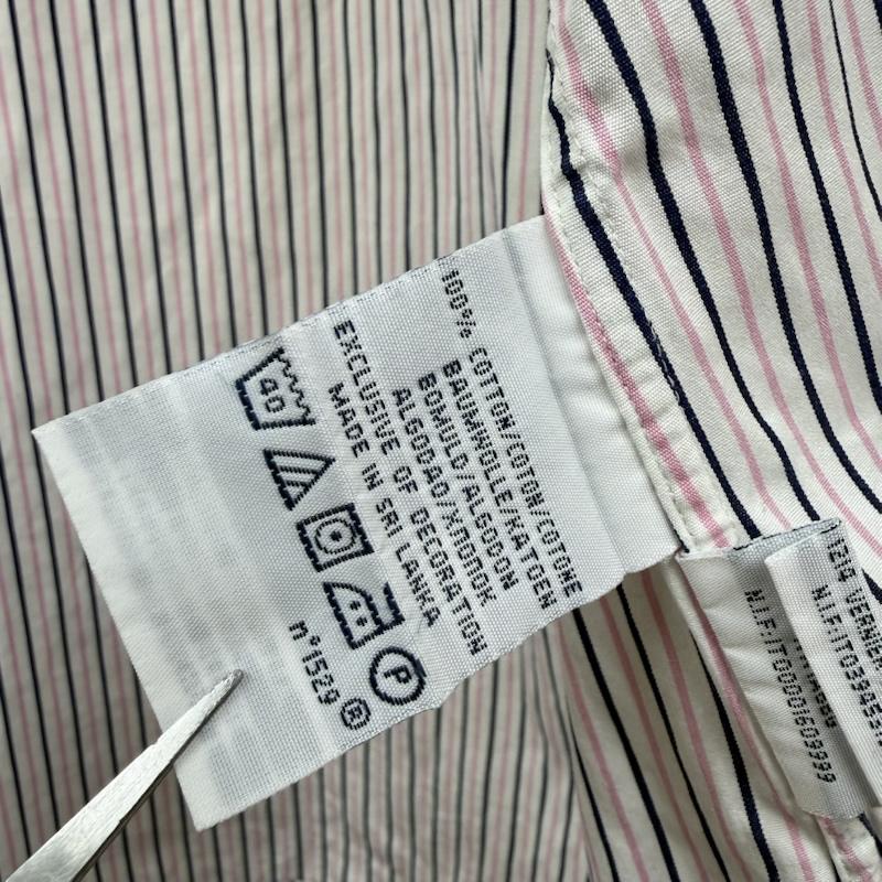 ポロバイラルフローレン Polo by RALPH LAUREN シャツ、ブラウス 長袖 90s REGENT CLASSIC FIT ストライプ ワイドカラー 裾 ポニー ロゴ シャツ 34 白 / ホワイト / white X 桃 / ピンク / pink メンズ USED 古着 中古 50150618