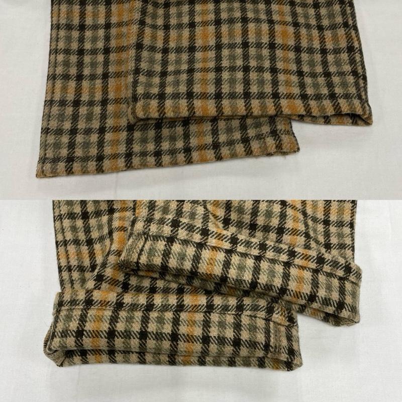 ポールスミス Paul Smith パンツ ワークパンツ、ペインターパンツ チェック ジッパー フライ ウール パンツ レザー パッチ XL チェック ベージュ / ベージュ / beige X 茶 / ブラウン / brown X 橙 / オレンジ / orange メンズ USED 古着 中古 50150652