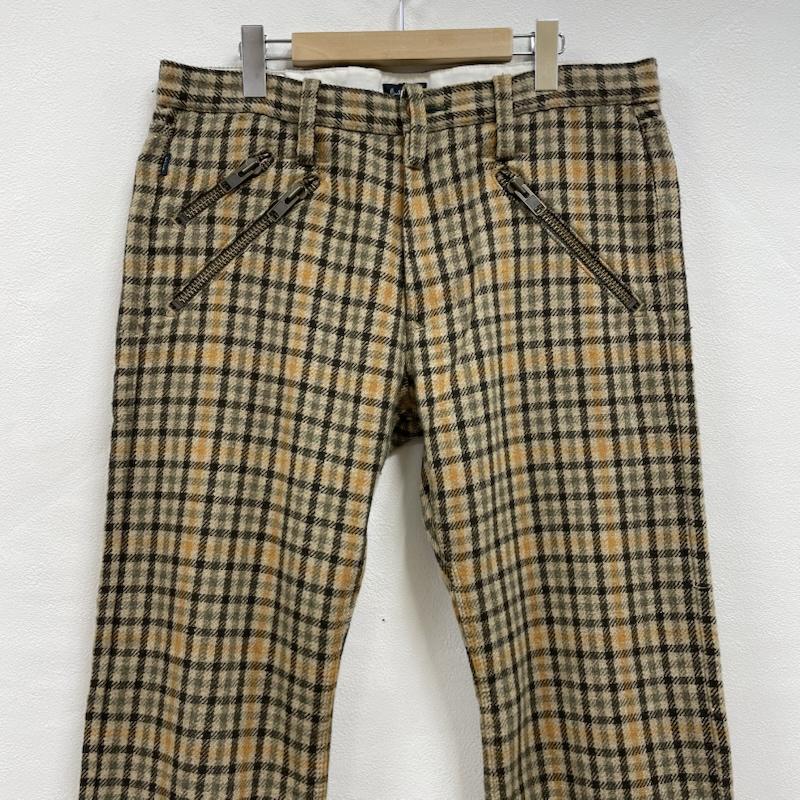 ポールスミス Paul Smith パンツ ワークパンツ、ペインターパンツ チェック ジッパー フライ ウール パンツ レザー パッチ XL チェック ベージュ / ベージュ / beige X 茶 / ブラウン / brown X 橙 / オレンジ / orange メンズ USED 古着 中古 50150652