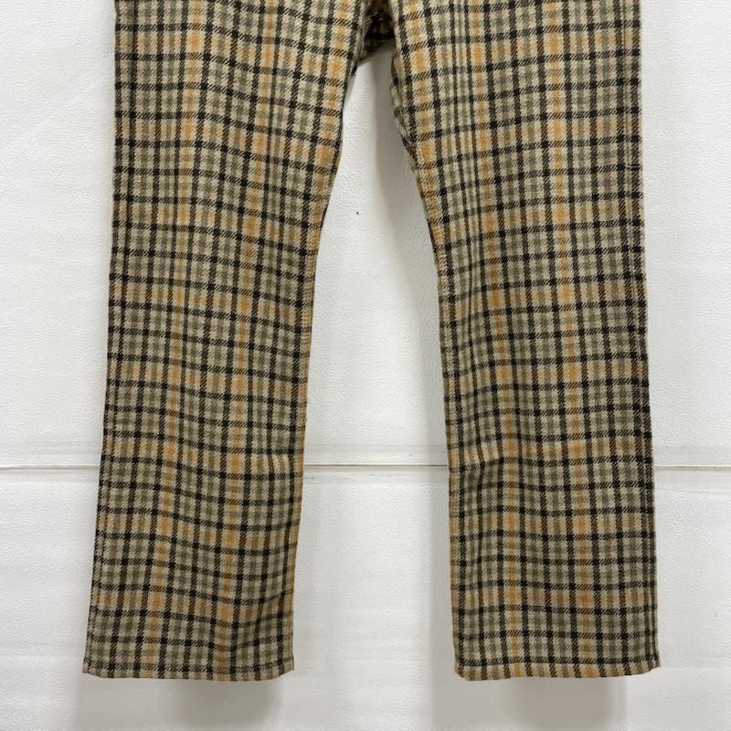 ポールスミス Paul Smith パンツ ワークパンツ、ペインターパンツ チェック ジッパー フライ ウール パンツ レザー パッチ XL チェック ベージュ / ベージュ / beige X 茶 / ブラウン / brown X 橙 / オレンジ / orange メンズ USED 古着 中古 50150652