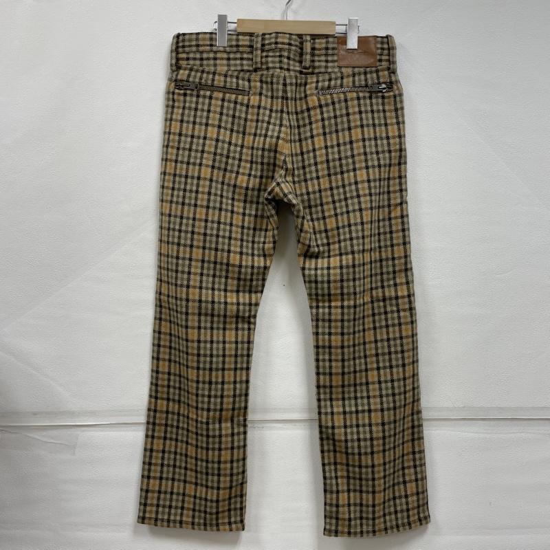 ポールスミス Paul Smith パンツ ワークパンツ、ペインターパンツ チェック ジッパー フライ ウール パンツ レザー パッチ XL チェック ベージュ / ベージュ / beige X 茶 / ブラウン / brown X 橙 / オレンジ / orange メンズ USED 古着 中古 50150652