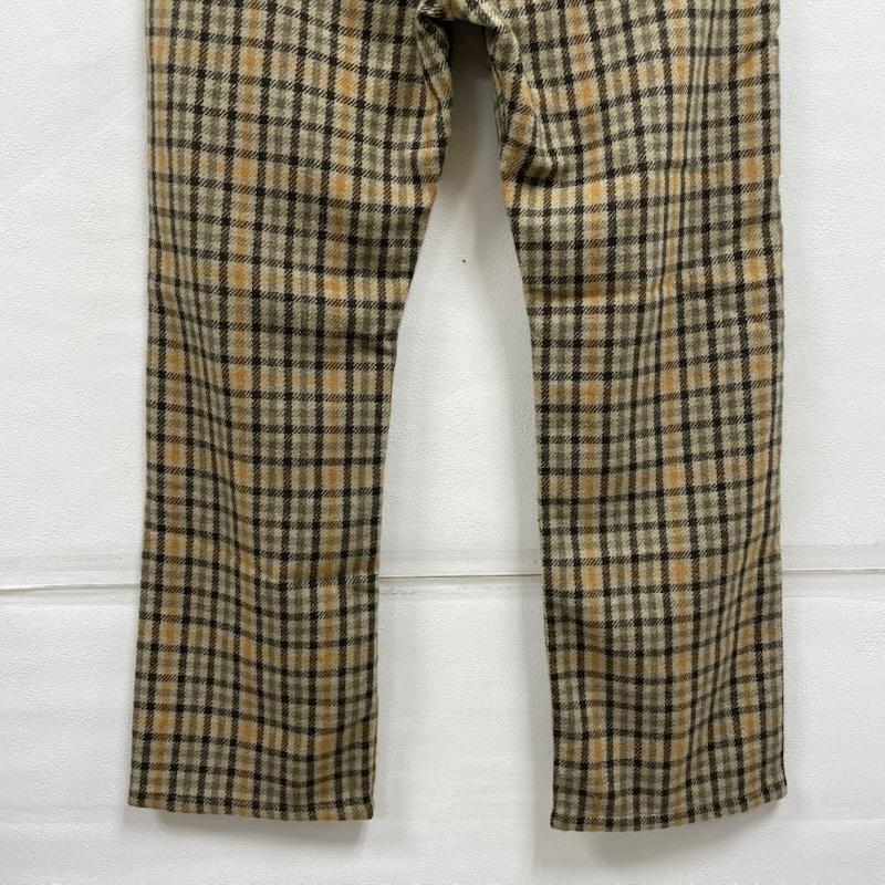 ポールスミス Paul Smith パンツ ワークパンツ、ペインターパンツ チェック ジッパー フライ ウール パンツ レザー パッチ XL チェック ベージュ / ベージュ / beige X 茶 / ブラウン / brown X 橙 / オレンジ / orange メンズ USED 古着 中古 50150652