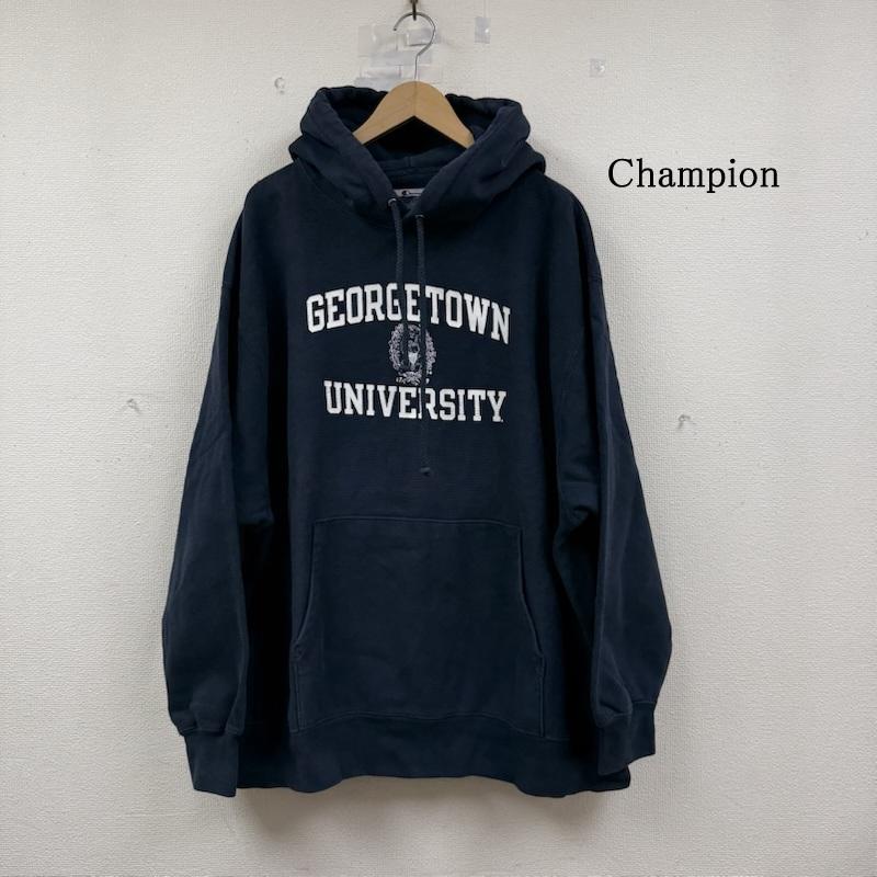 チャンピオン Champion パーカー 長袖 00s リバースウィーブ スウェット パーカー GEORGTOWN カレッジプリント XL 紺 / ネイビー / navy メンズ USED 古着 中古 50150666