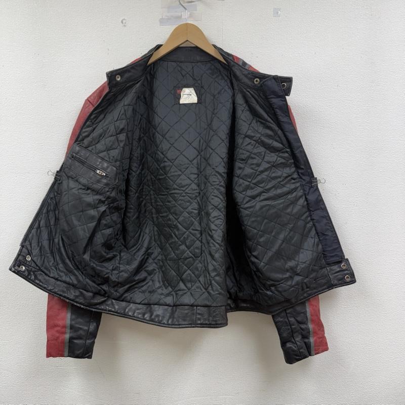 古着 USED ジャケット、上着 レザージャケット ビンテージ ライダース レザー ジャケット 本革 革ジャン バイカー 黒 / ブラック / black X 赤 / レッド / red メンズ USED 古着 中古 50150670
