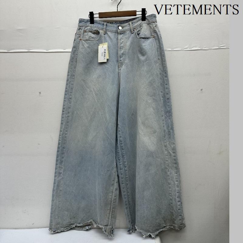 ヴェトモン VETEMENTS パンツ デニム、ジーンズ 24SS BIG SHAPE DENIM PANTS ビッグ シェイプ ワイド デニム パンツ UE64PA130N 32インチ インディゴ / インディゴ / Indigo メンズ USED 古着 中古 50150699