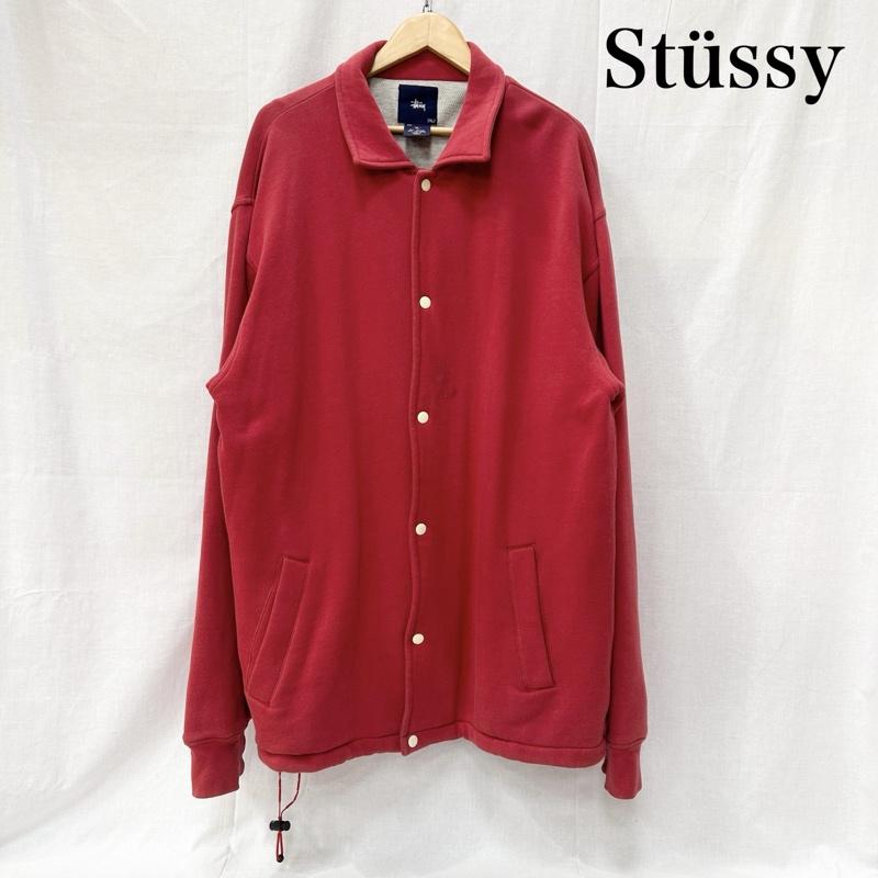 ステューシー STUSSY ジャケット、上着 ジャンパー、ブルゾン 90s OLDSTUSSY 紺タグ ショーンフォントロゴ スウェット コーチジャケット ロゴ刺繍 レッド XLサイズ XL 無地 X ロゴ、文字 赤 / レッド / red メンズ USED 古着 中古 50150705