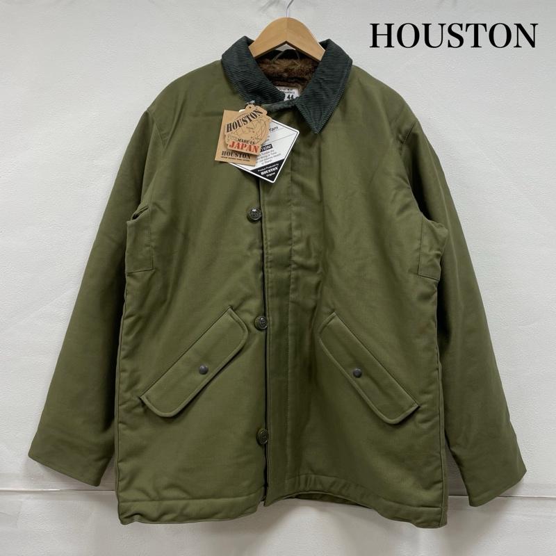 ヒューストン HOUSTON ジャケット、上着 ジャンパー、ブルゾン WATER REPELLENT ミリタリー デッキジャケット 撥水加工 日本製 001-11-193 65913 44 無地 カーキ / カーキ / khaki X 茶 / ブラウン / brown メンズ USED 古着 中古 50150728