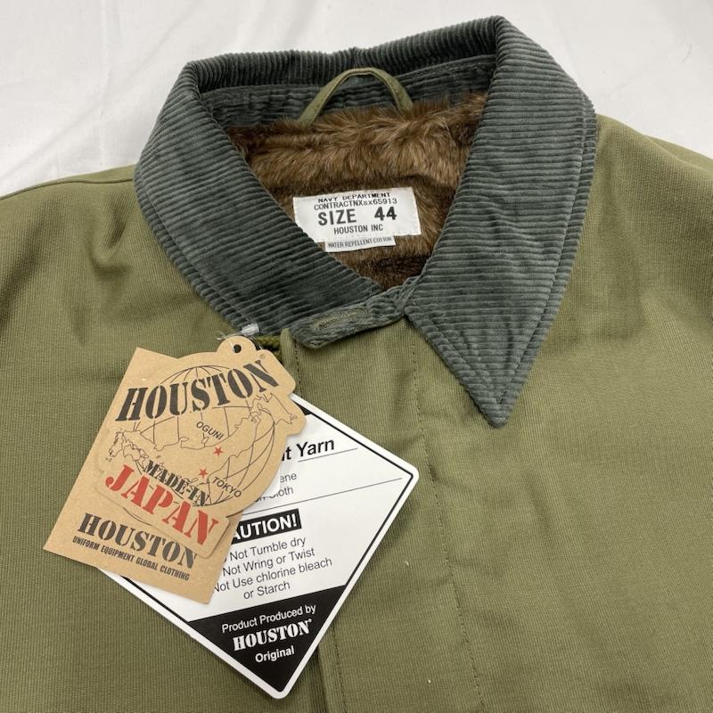 ヒューストン HOUSTON ジャケット、上着 ジャンパー、ブルゾン WATER REPELLENT ミリタリー デッキジャケット 撥水加工 日本製 001-11-193 65913 44 無地 カーキ / カーキ / khaki X 茶 / ブラウン / brown メンズ USED 古着 中古 50150728