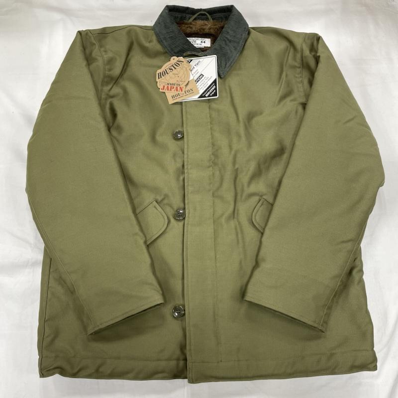 ヒューストン HOUSTON ジャケット、上着 ジャンパー、ブルゾン WATER REPELLENT ミリタリー デッキジャケット 撥水加工 日本製 001-11-193 65913 44 無地 カーキ / カーキ / khaki X 茶 / ブラウン / brown メンズ USED 古着 中古 50150728