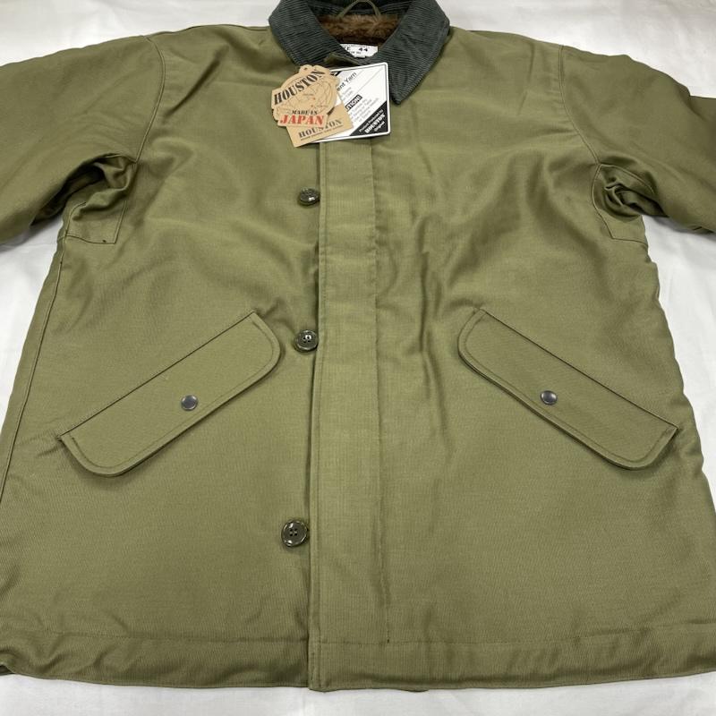 ヒューストン HOUSTON ジャケット、上着 ジャンパー、ブルゾン WATER REPELLENT ミリタリー デッキジャケット 撥水加工 日本製 001-11-193 65913 44 無地 カーキ / カーキ / khaki X 茶 / ブラウン / brown メンズ USED 古着 中古 50150728