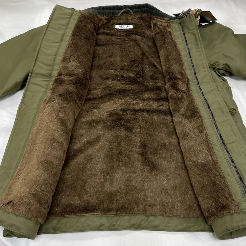 ヒューストン HOUSTON ジャケット、上着 ジャンパー、ブルゾン WATER REPELLENT ミリタリー デッキジャケット 撥水加工 日本製 001-11-193 65913 44 無地 カーキ / カーキ / khaki X 茶 / ブラウン / brown メンズ USED 古着 中古 50150728