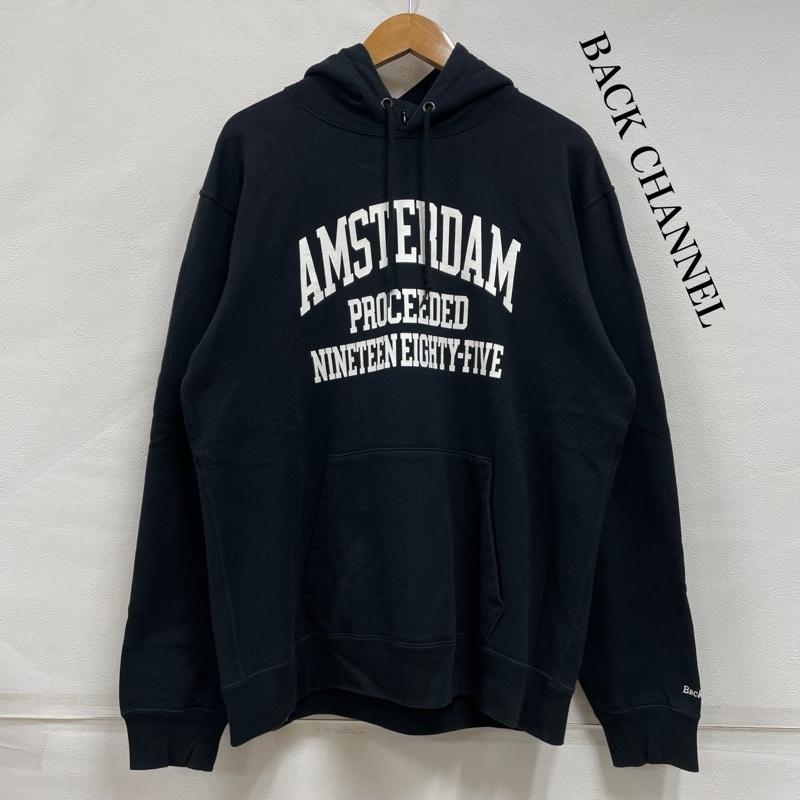 バックチャンネル Back Channel パーカー 長袖 AMSTERDAM アムステルダム プルオーバー パーカー フーディー ロゴ プリント L ロゴ、文字 X プリント 黒 / ブラック / black X 白 / ホワイト / white メンズ USED 古着 中古 50150744