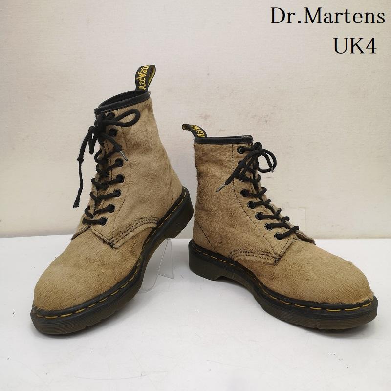 ドクターマーチン Dr.Martens ブーツ 一般 8ホール ハラコ レースアップ ブーツ イングランド製 UK：4 ベージュ / ベージュ / beige レディース USED 古着 中古 50150746