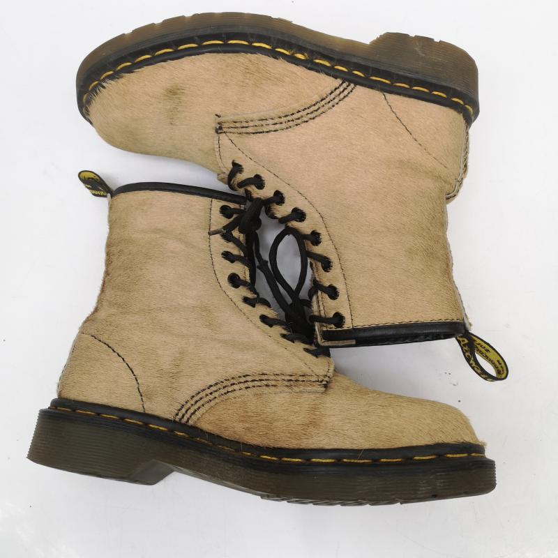 ドクターマーチン Dr.Martens ブーツ 一般 8ホール ハラコ レースアップ ブーツ イングランド製 UK：4 ベージュ / ベージュ / beige レディース USED 古着 中古 50150746