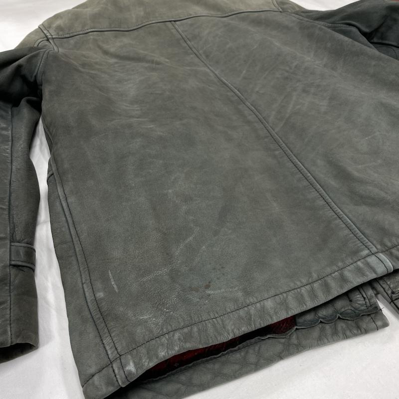 ショット Shott ジャケット、上着 レザージャケット レザー ジャケット USA製 ヴィンテージ 裏地 ウール チェック カーコート 雰囲気抜群 38 灰 / グレー / gray メンズ USED 古着 中古 50150750