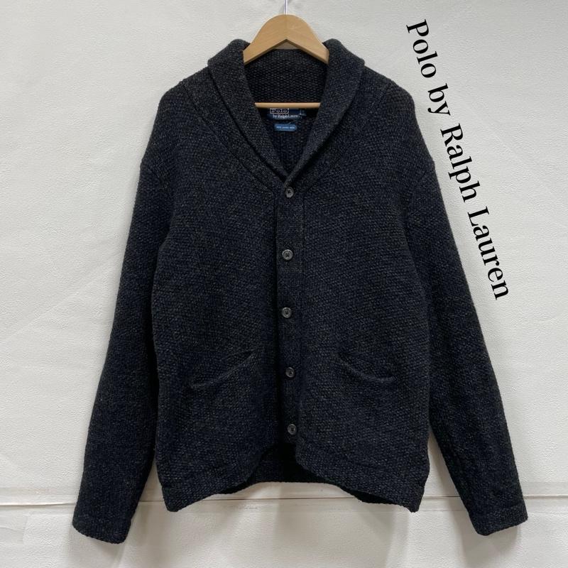 ポロバイラルフローレン Polo by RALPH LAUREN カーディガン 長袖 ショールカラー カーディガン リブ編み ウール M 無地 ダークグレー / ダークグレー / メンズ USED 古着 中古 50150756
