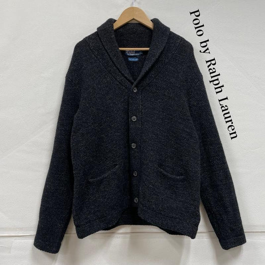 ポロバイラルフローレン Polo by RALPH LAUREN カーディガン 長袖 ショールカラー カーディガン リブ編み ウール M 無地 ダークグレー / ダークグレー / メンズ USED 古着 中古 50150756