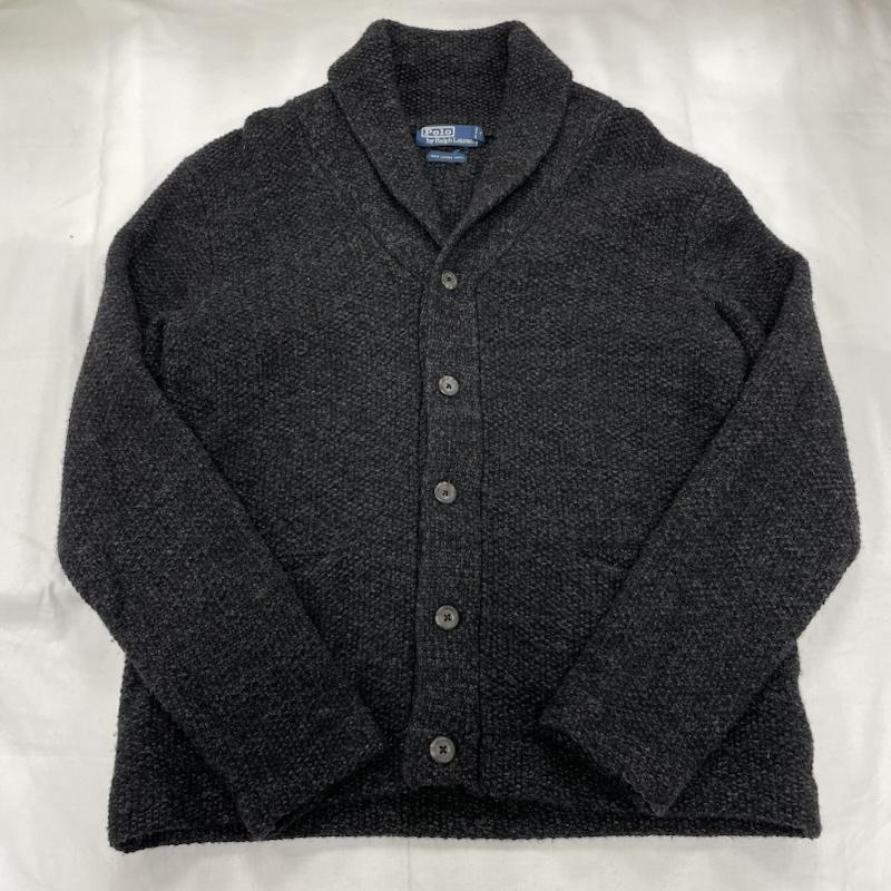 ポロバイラルフローレン Polo by RALPH LAUREN カーディガン 長袖 ショールカラー カーディガン リブ編み ウール M 無地 ダークグレー / ダークグレー / メンズ USED 古着 中古 50150756