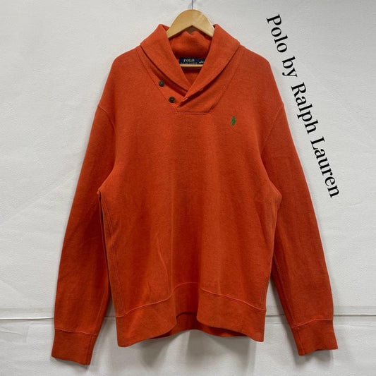 ポロバイラルフローレン Polo by RALPH LAUREN トレーナー 長袖 ショールカラー スウェット トレーナー ポニー刺繡 L 無地 X ワンポイント X ロゴ、文字 X 刺繍 橙 / オレンジ / orange X 緑 / グリーン / green メンズ USED 古着 中古 50150757