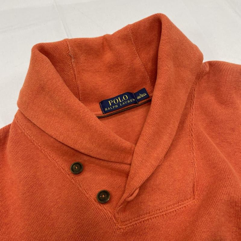 ポロバイラルフローレン Polo by RALPH LAUREN トレーナー 長袖 ショールカラー スウェット トレーナー ポニー刺繡 L 無地 X ワンポイント X ロゴ、文字 X 刺繍 橙 / オレンジ / orange X 緑 / グリーン / green メンズ USED 古着 中古 50150757