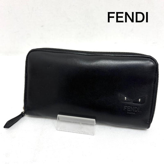 フェンディ FENDI 財布 長財布 バグズアイ モンスター ラウンドファスナー ロングウォレット 長財布 - 黒 / ブラック / black レディース USED 古着 中古 50150765