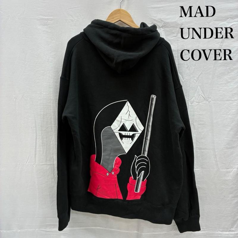 アンダーカバー UNDERCOVER パーカー 長袖 MAD × ICHASU グリムリーパー プリント プルオーバー スウェット パーカー フーディー XXL ロゴ、文字 X プリント 黒 / ブラック / black メンズ USED 古着 中古 50150766