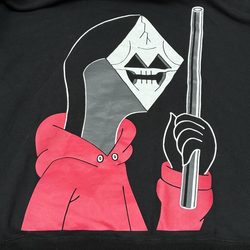 アンダーカバー UNDERCOVER パーカー 長袖 MAD × ICHASU グリムリーパー プリント プルオーバー スウェット パーカー フーディー XXL ロゴ、文字 X プリント 黒 / ブラック / black メンズ USED 古着 中古 50150766