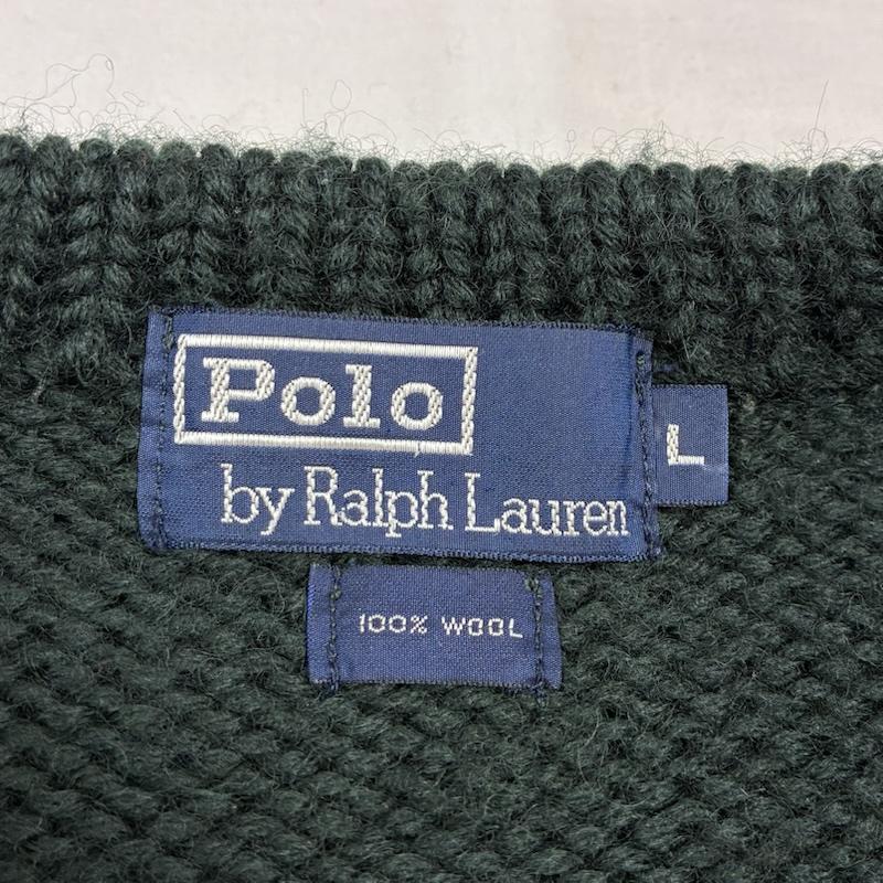 ポロバイラルフローレン Polo by RALPH LAUREN ニット、セーター 長袖 90s 厚手 リブ ニット ウール セーター プルオーバー ロゴ ワッペン L ワンポイント X ロゴ、文字 メンズ USED 古着 中古 50150777