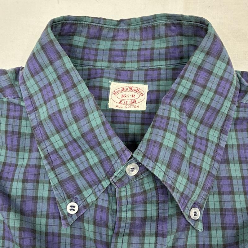 ブルックス ブラザーズ BROOKS BROTHERS シャツ、ブラウス 長袖 60s 70s Est1818 6ボタン BD チェック ロングスリーブ シャツ 16.5 - チェック メンズ USED 古着 中古 50150779