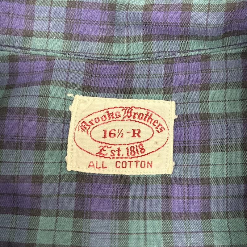 ブルックス ブラザーズ BROOKS BROTHERS シャツ、ブラウス 長袖 60s 70s Est1818 6ボタン BD チェック ロングスリーブ シャツ 16.5 - チェック メンズ USED 古着 中古 50150779